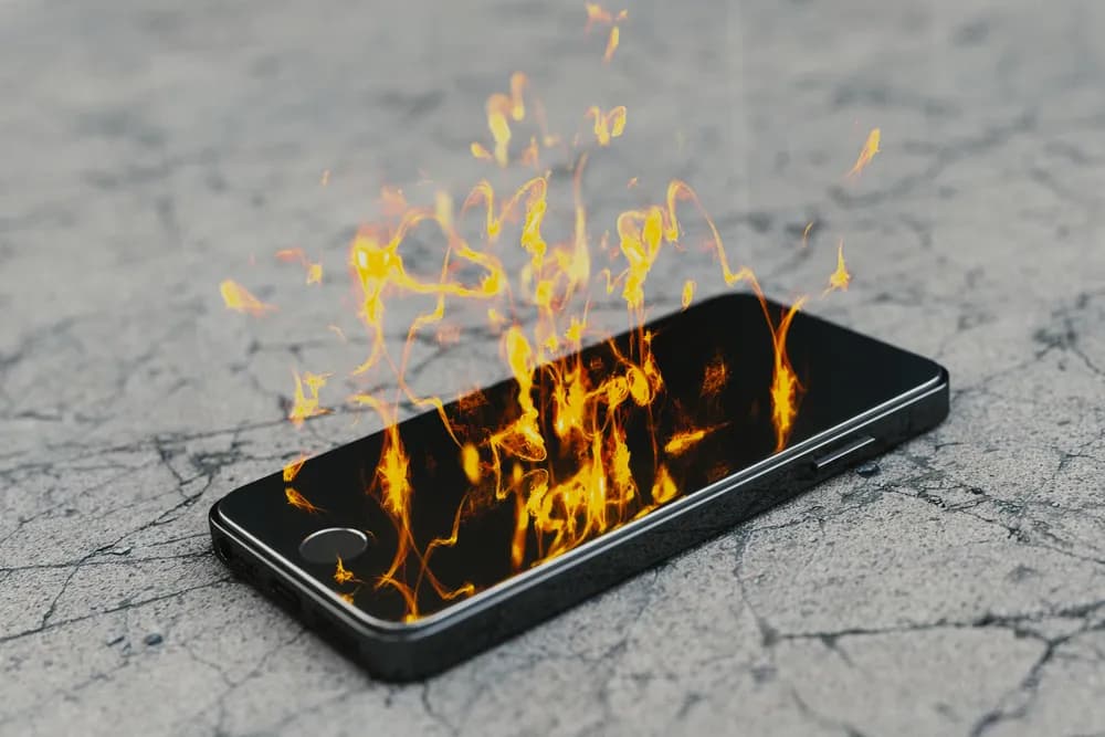 celular com chamas