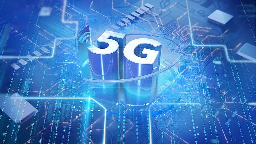 Imagem do 5G em frente a um fundo futurista